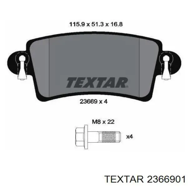 Колодки дисковые  Textar 2366901 цена, от 17.80 USD