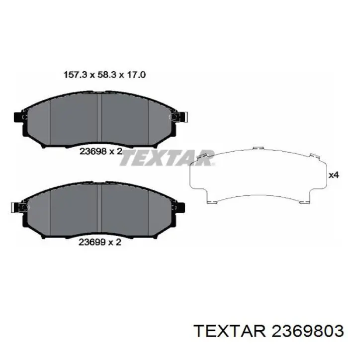 2369803 Textar колодки тормозные передние дисковые