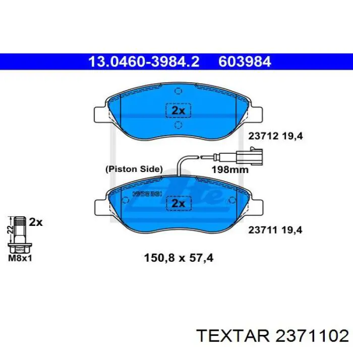 2371102 Textar передние тормозные колодки