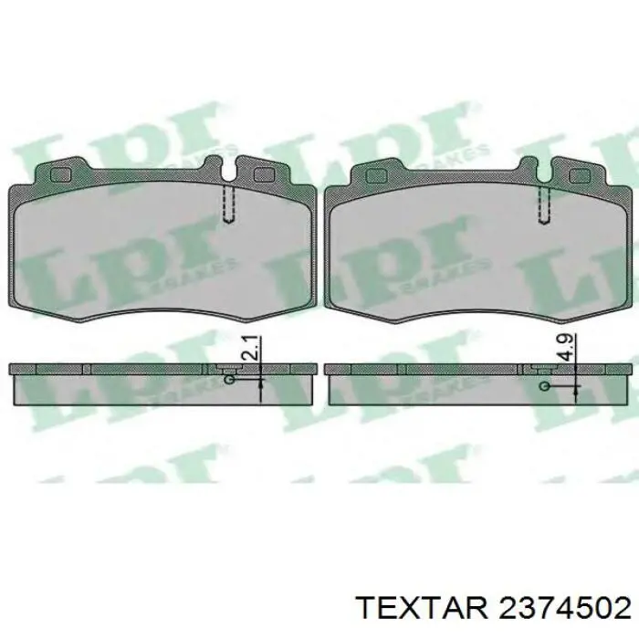 Передние тормозные колодки 2374502 Textar