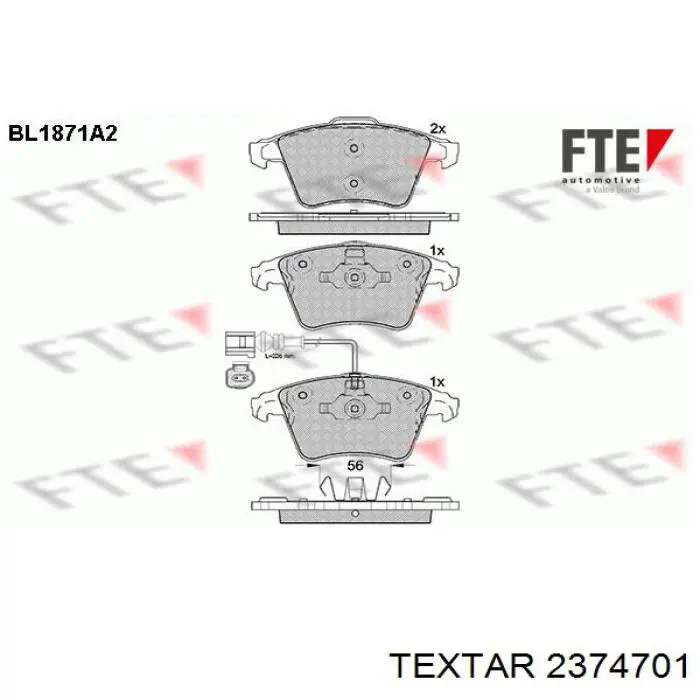Тормозные колодки Textar 2374701