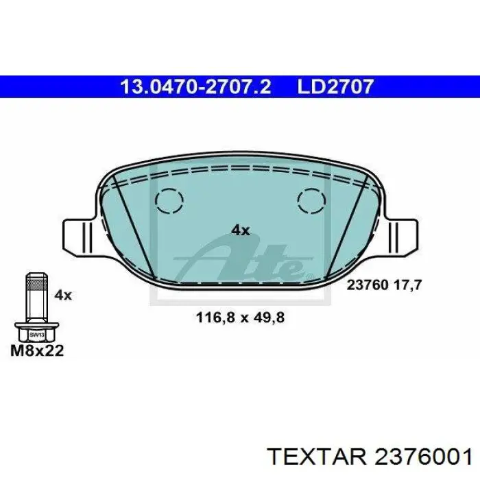 Колодки дисковые  Textar 2376001 цена, от 32.91 USD