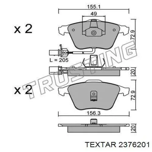Купить 2376201 Textar Колодки тормозные