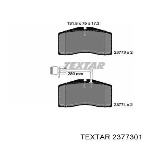 Передние тормозные колодки 2377301 Textar