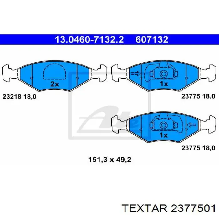 Передние тормозные колодки 2377501 Textar