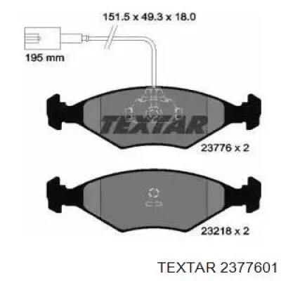 Передние тормозные колодки 2377601 Textar