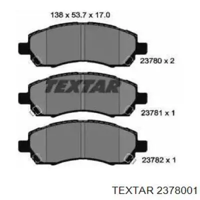 Передние тормозные колодки 2378001 Textar
