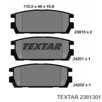 Задние тормозные колодки 2381301 Textar