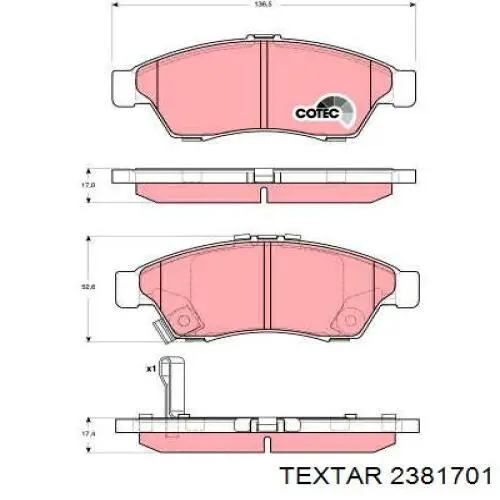 Колодки Textar 2381701 цена, от 27.85 USD