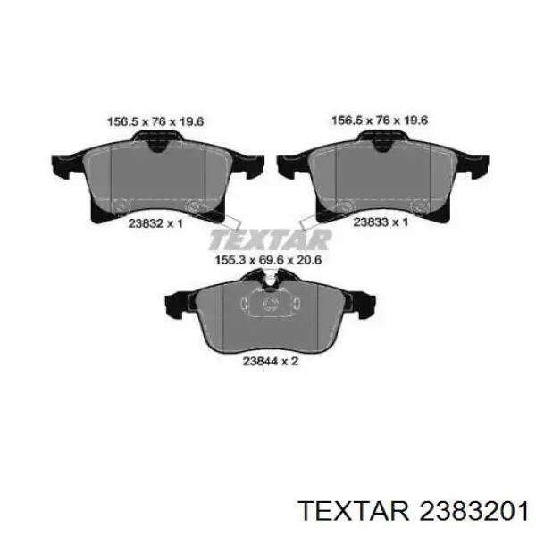 Передние тормозные колодки 2383201 Textar