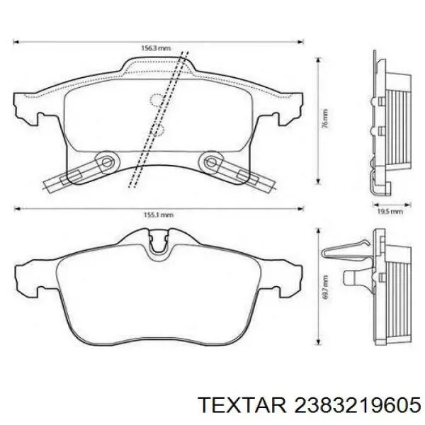 Передние тормозные колодки 2383219605 Textar