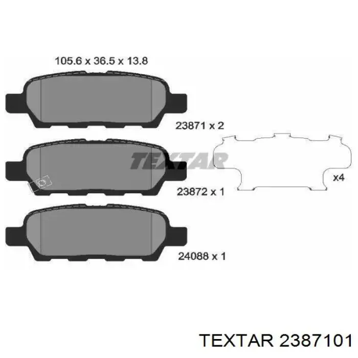 Задние тормозные колодки 2387101 Textar