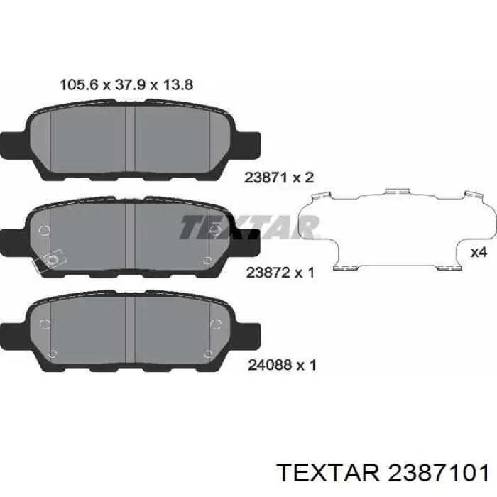 Колодки гальмові задні, дискові 2387101 Textar