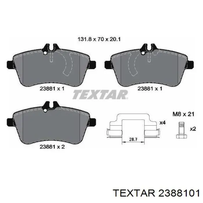 Pastillas de freno delanteras 2388101 Textar