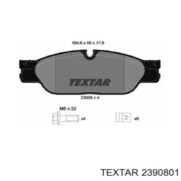2390801 Textar колодки тормозные передние дисковые