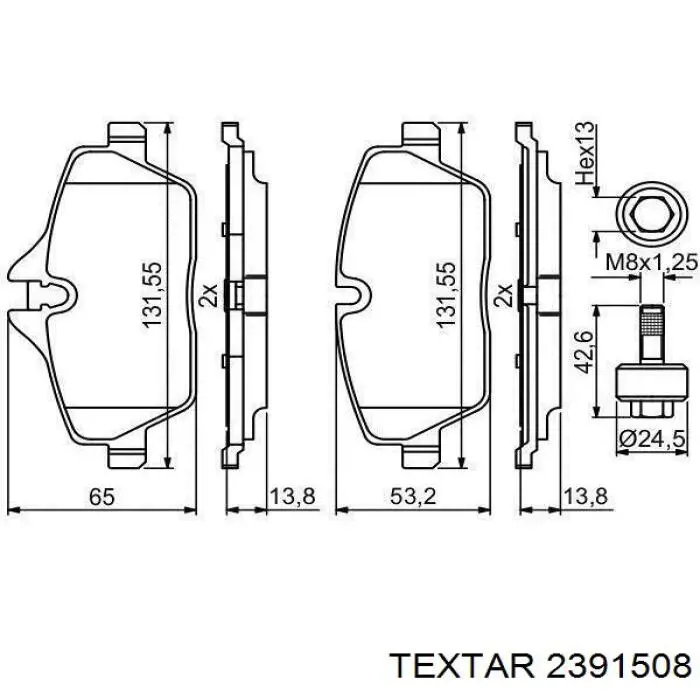 Передние тормозные колодки 2391508 Textar