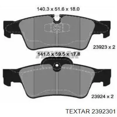 Задние дисковые колодки Textar 2392301