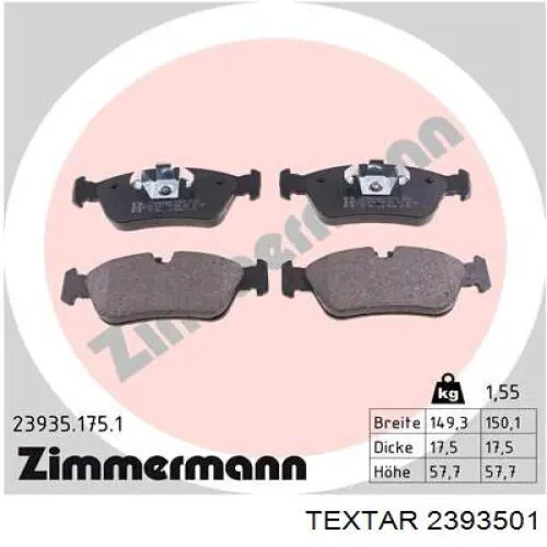 Купить 2393501 Textar Колодки тормозные
