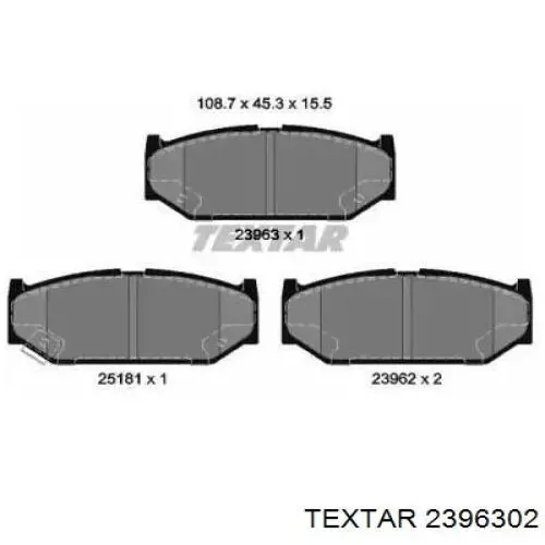 2396302 Textar колодки тормозные передние дисковые