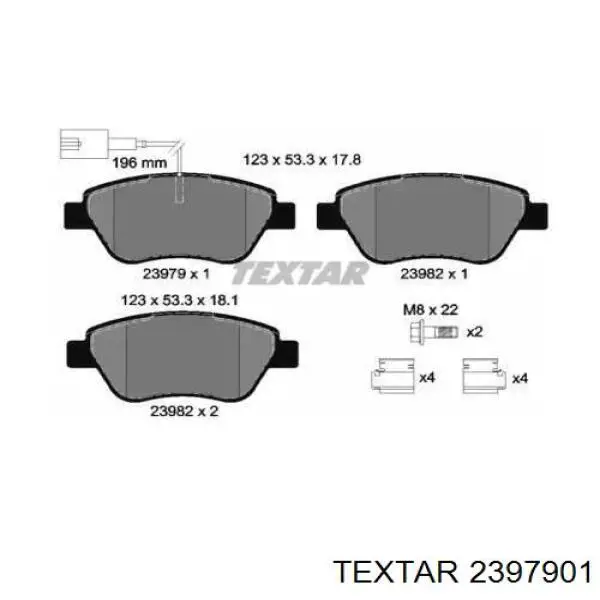 Передние тормозные колодки 2397901 Textar