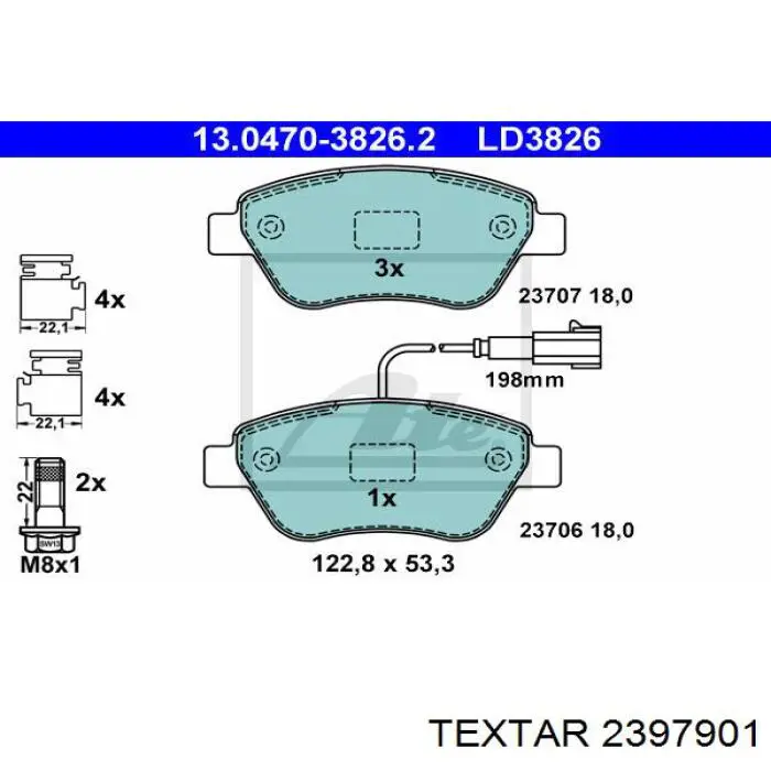 Передние тормозные колодки 2397901 Textar