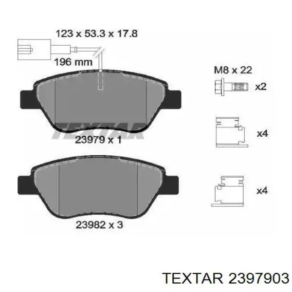 Передние тормозные колодки 2397903 Textar