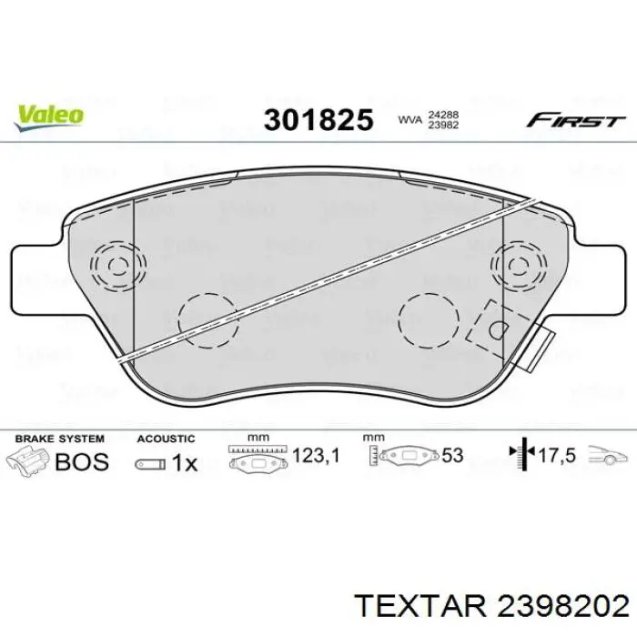 Купить 2398202 Textar Колодки тормозные