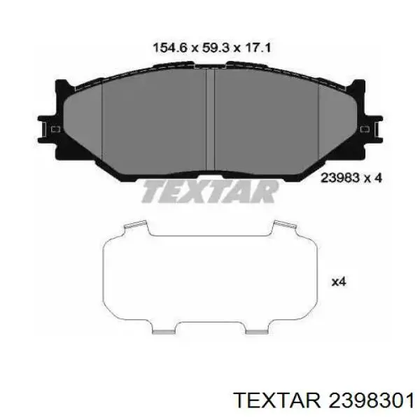 Передние тормозные колодки 2398301 Textar