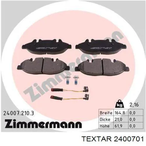 Купить 2400701 Textar Колодки тормозные