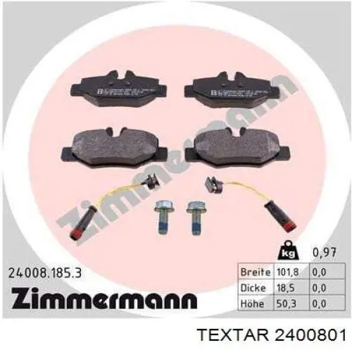 Задние дисковые колодки Textar 2400801