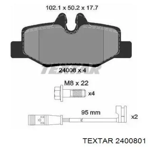Колодки тормозные задние дисковые Textar 2400801