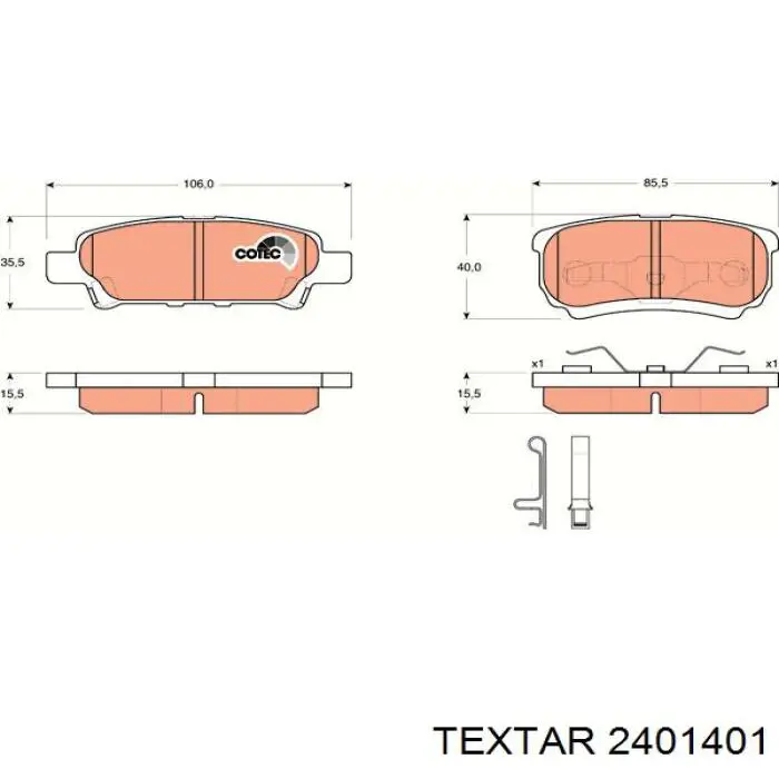 Купить 2401401 Textar Колодки тормозные задние, дисковые