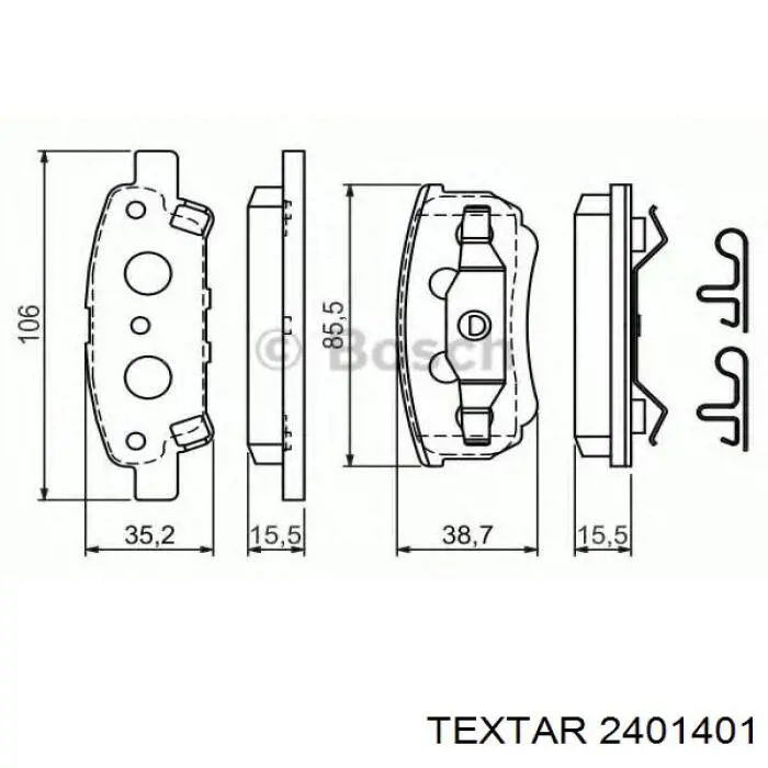 Задние тормозные колодки 2401401 Textar