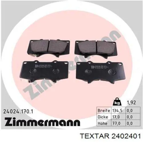 Колодки Textar 2402401 цена, от 43.94 USD