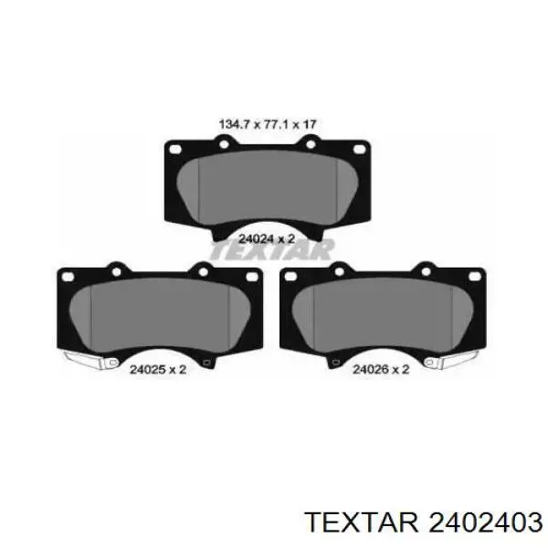 Передние тормозные колодки 2402403 Textar