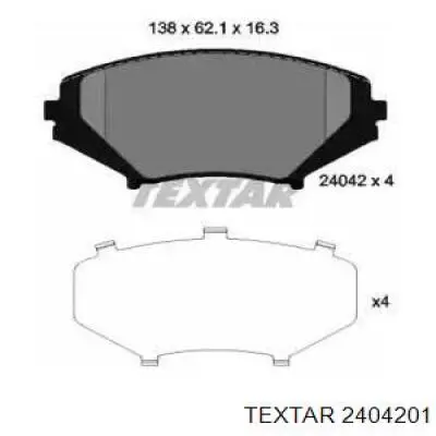 Передние тормозные колодки 2404201 Textar