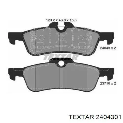 Задние тормозные колодки 2404301 Textar