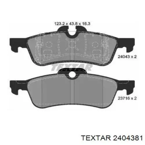 Задние тормозные колодки 2404381 Textar