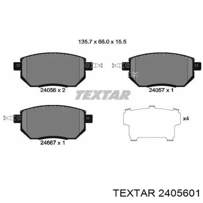 Передние тормозные колодки 2405601 Textar