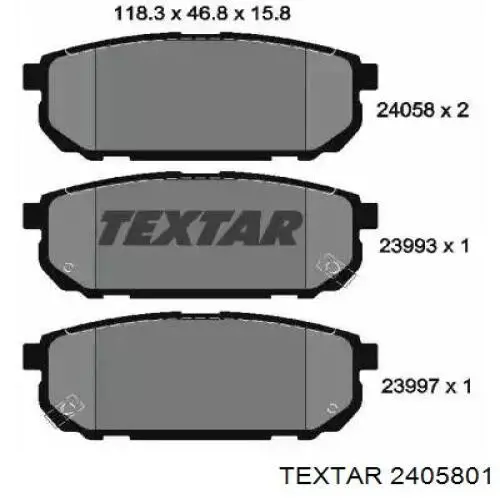 2405801 Textar задние тормозные колодки