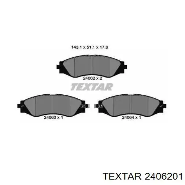2406201 Textar передние тормозные колодки
