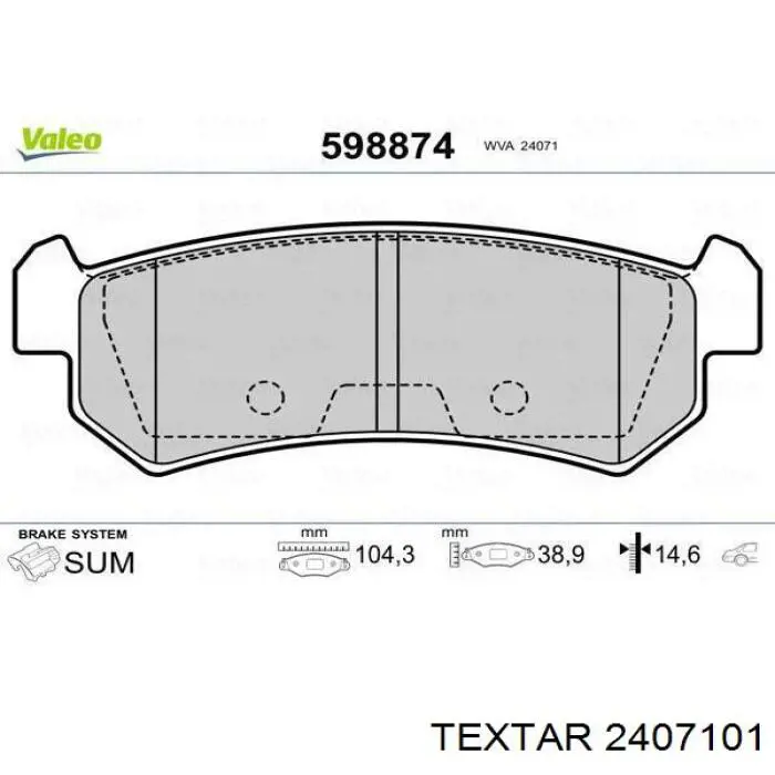 Задние дисковые колодки Textar 2407101