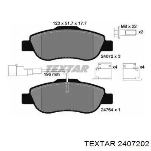 Передние тормозные колодки 2407202 Textar