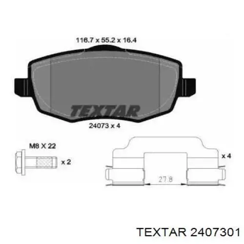 Передние тормозные колодки 2407301 Textar