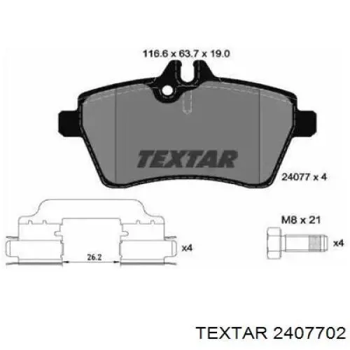 Тормозные колодки Textar 2407702