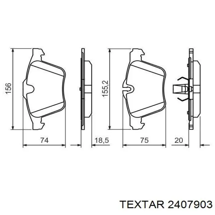 Передние тормозные колодки 2407903 Textar