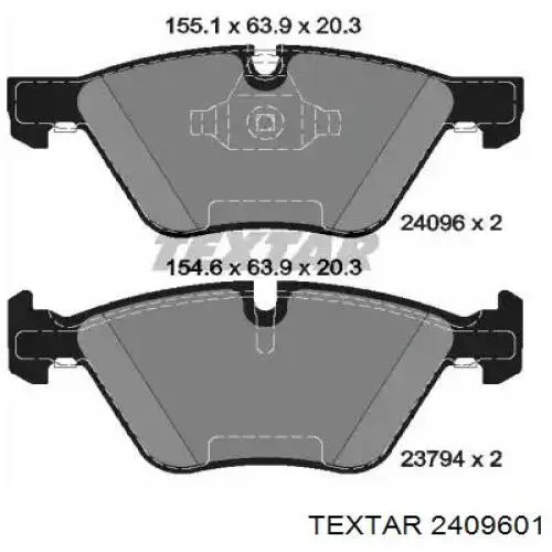 2409601 Textar колодки тормозные передние дисковые
