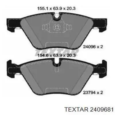 Передние тормозные колодки 2409681 Textar