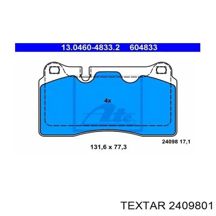 Колодки Textar 2409801 цена, от 81.83 USD