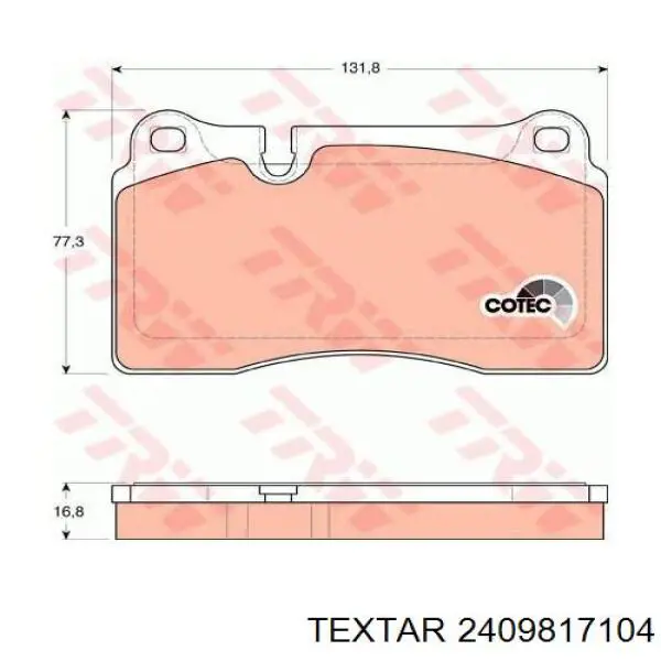 Передние тормозные колодки 2409817104 Textar